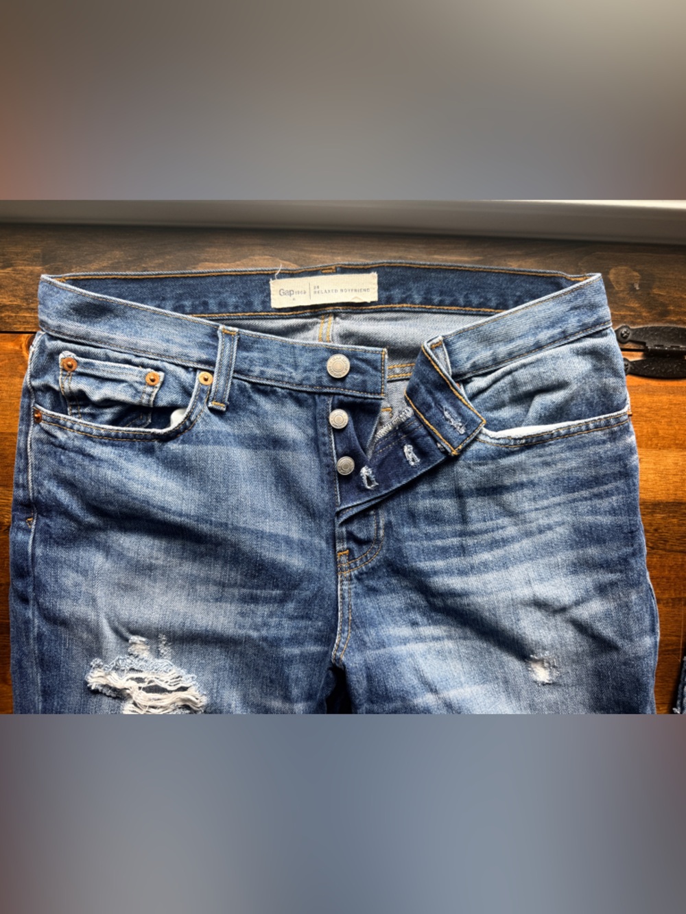GAP Distressed Denim Boyfriend Fit